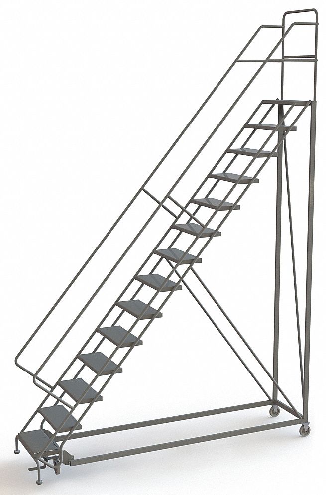 Rolling Ladder 14 Steps Perforated Tread