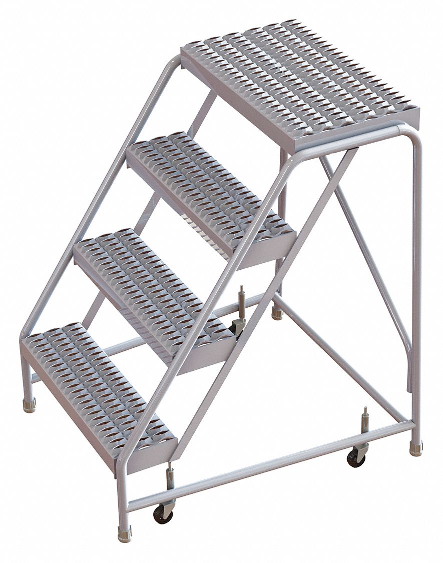 Rolling Ladder 4 Steps Serrated Tread
