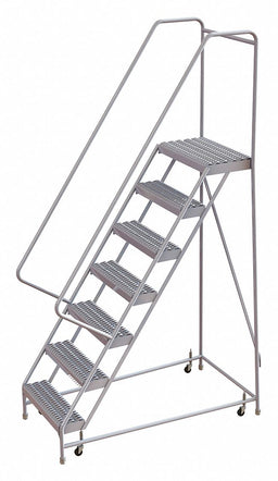 Rolling Ladder 7 Steps Serrated Tread
