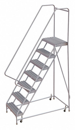 Rolling Ladder 7 Steps Serrated Tread