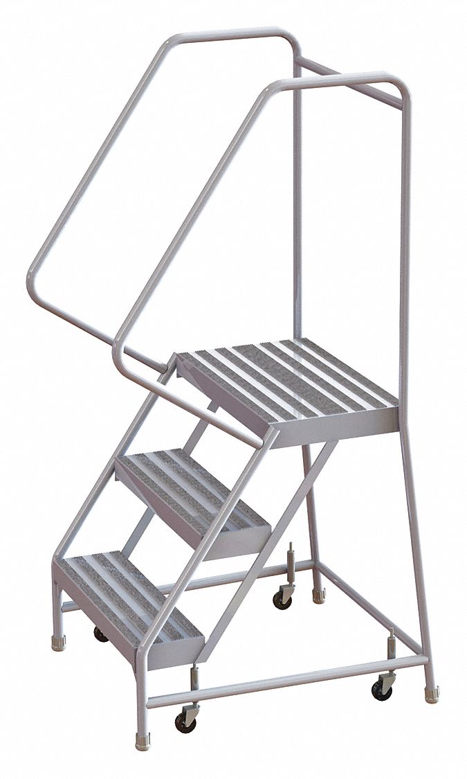 Rolling Ladder 3 Steps Serrated Tread
