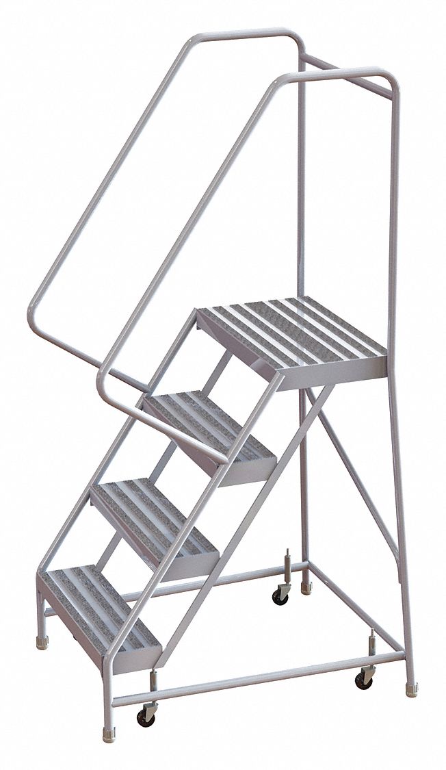 Rolling Ladder 4 Steps Serrated Tread