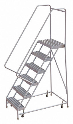 Rolling Ladder 6 Steps Ribbed Tread