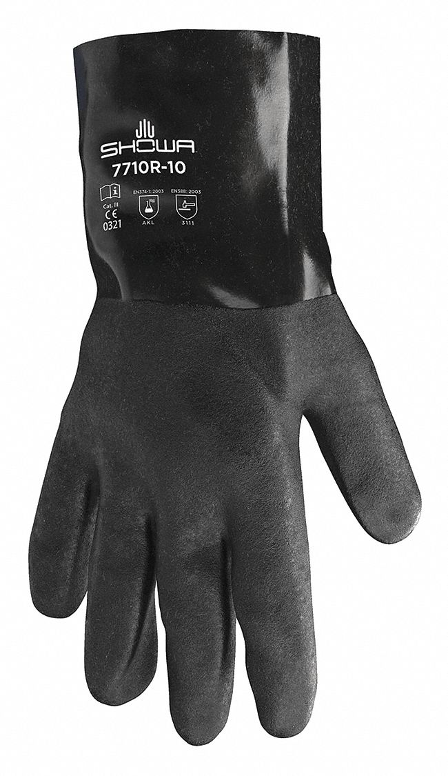 Chemical Resistant Gloves Black Sz L PR