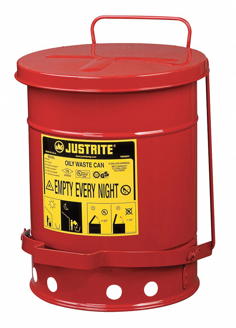 F8383 Oily Waste Can 6 gal Steel Red