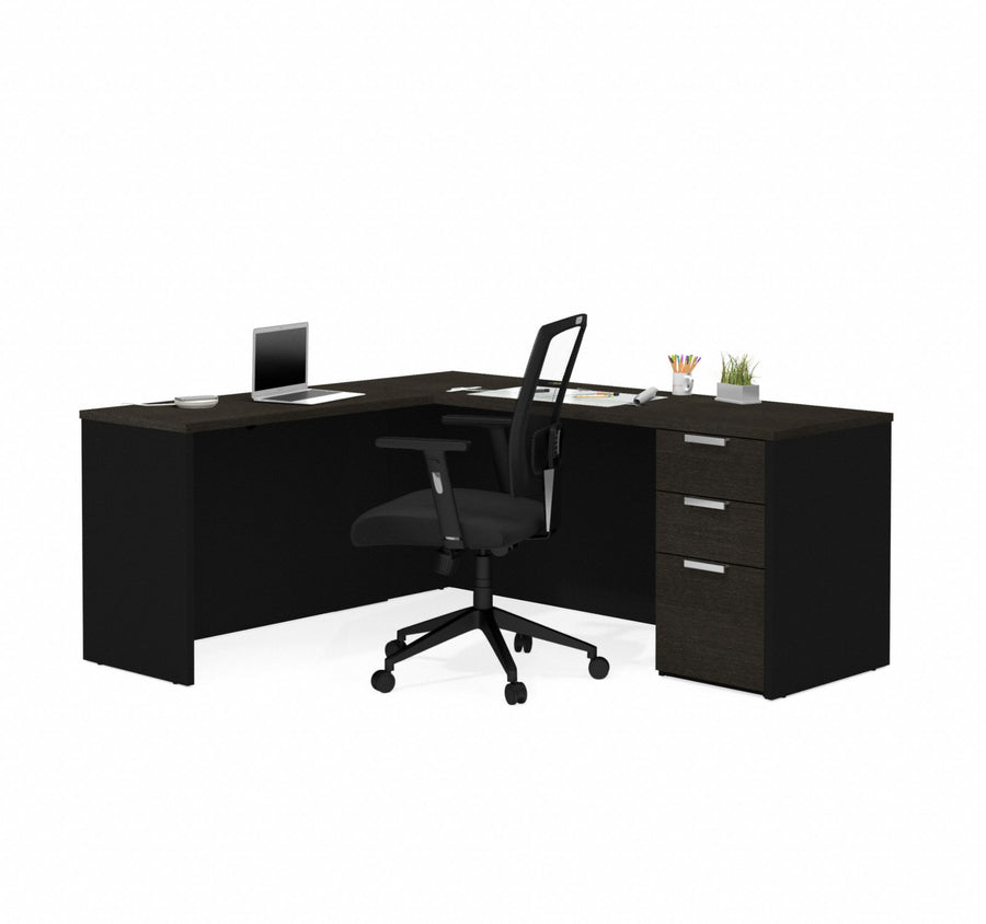 L-Shaped Desk 29.7 in H Black/Deep Grey