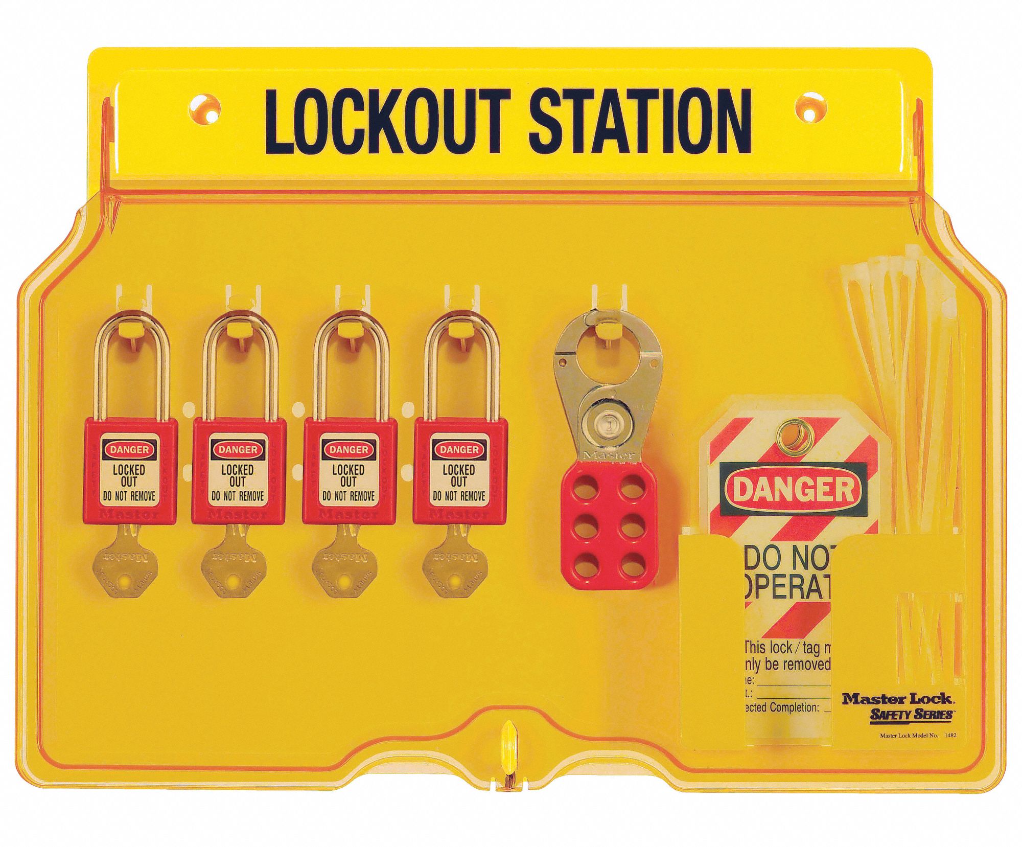 Lockout Station Filled 4 Padlocks Ylw