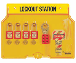Lockout Station Filled 4 Padlocks Ylw