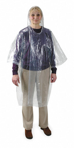 Rain Poncho Disposable Clear 40 L PK24
