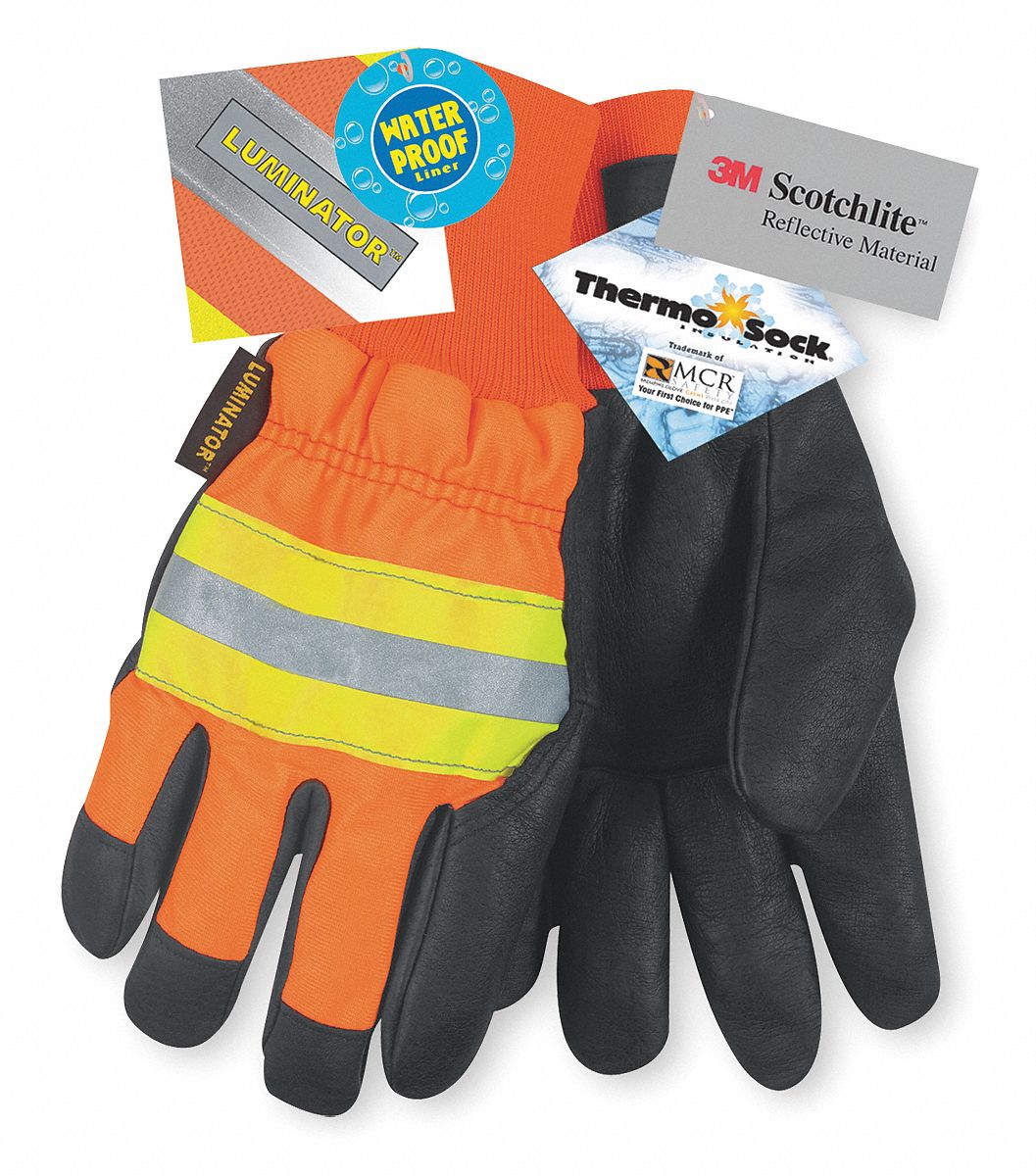 D1705 Leather Gloves Black/Orange XL PR