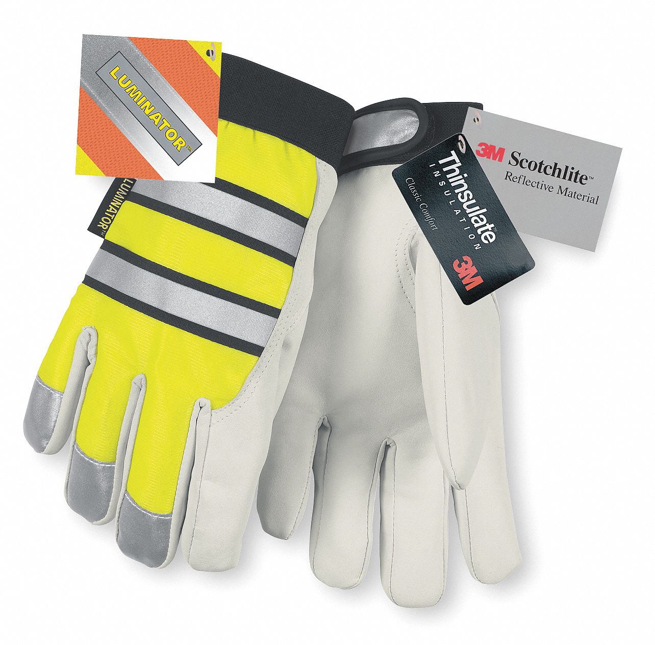 D1707 Leather Gloves S Hi Vis Yellow PR