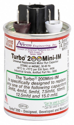 Motor Run Capacitor 2.5-15 MFD 1 13/16 H
