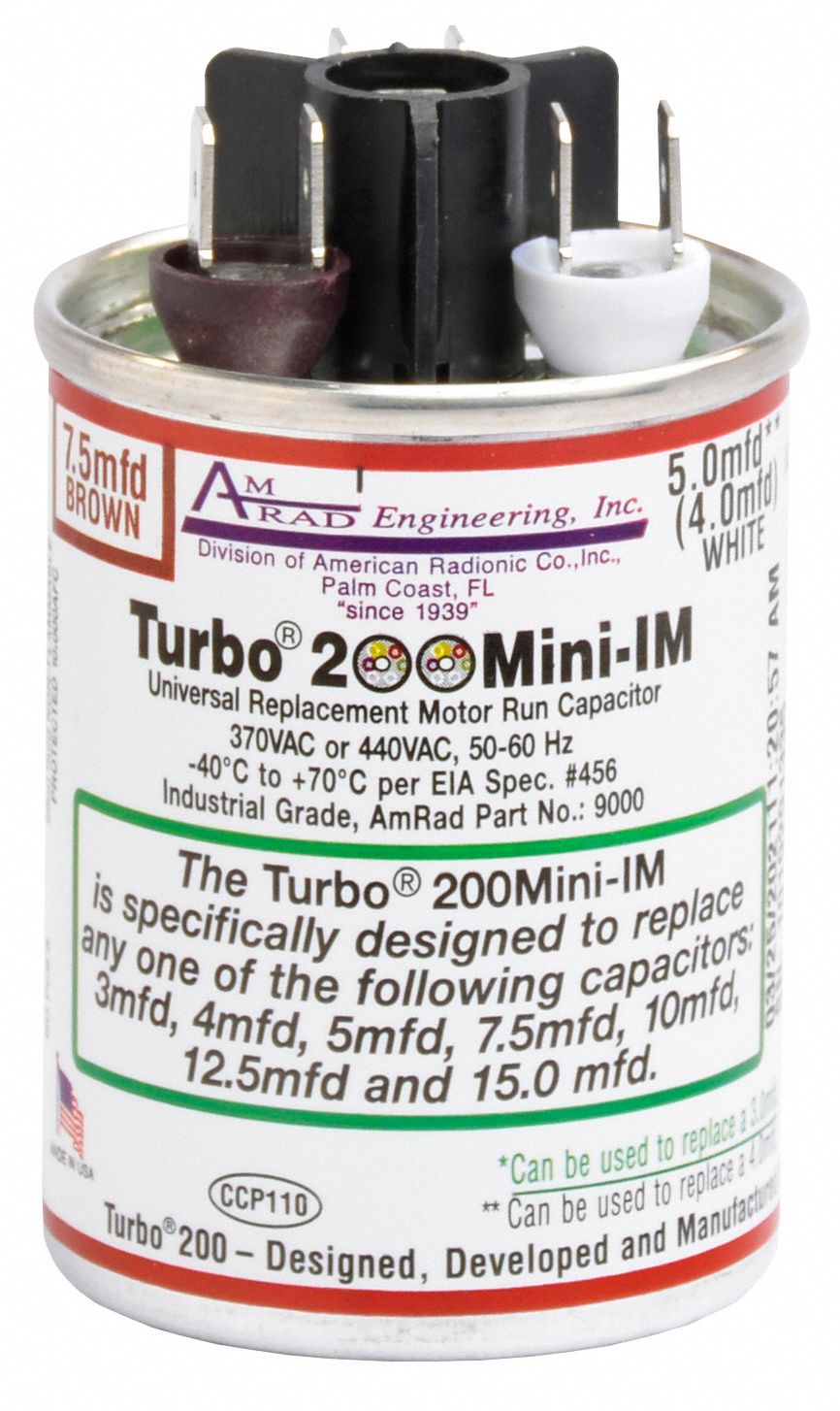 Motor Run Capacitor 2.5-15 MFD 1 13/16 H