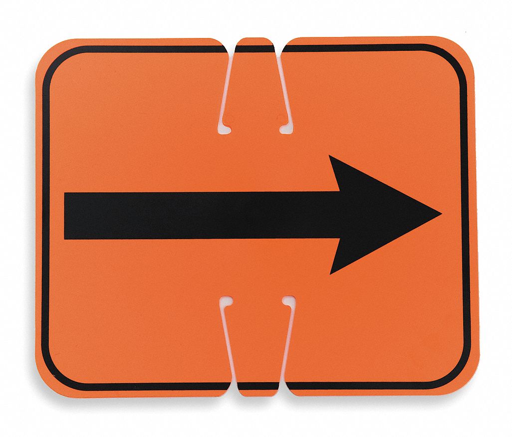 Traffic Cone Sign Orange/Black Rev Arrow