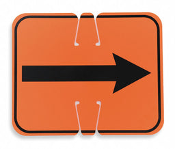 Traffic Cone Sign Orange/Black Rev Arrow
