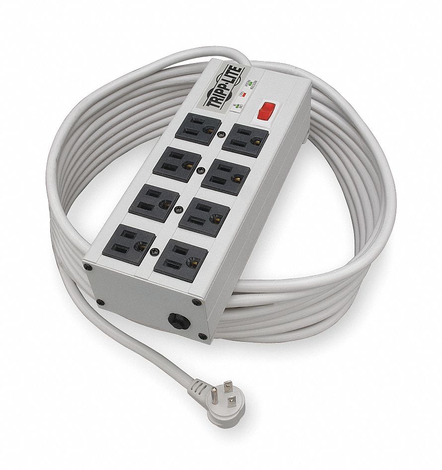 Surge Protector Strip 8 Outlet Gray