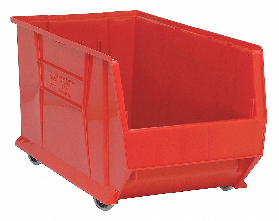 E4550 Mobile Bin Red Polypropylene 15 in