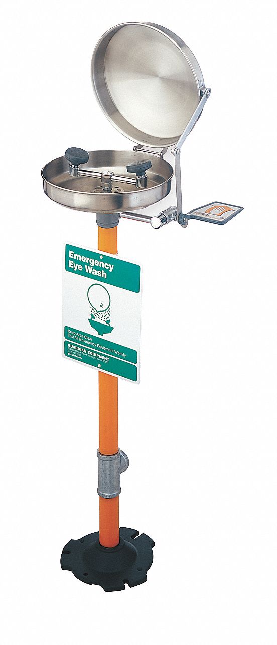 Eyewash Station w/Cover Ped SS 15-1/2 W