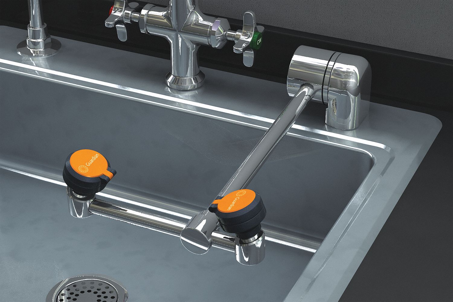 Eyewash Deck Mount 6-1/2 W 14-1/8 D