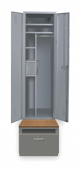 Wardrobe Locker Gray 3 Compartments