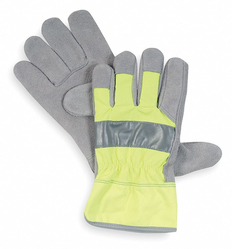 D1683 Leather Gloves Hi-Vis Green M PR
