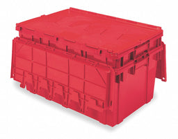 Attached Lid Ctr Red Solid Polyethylene