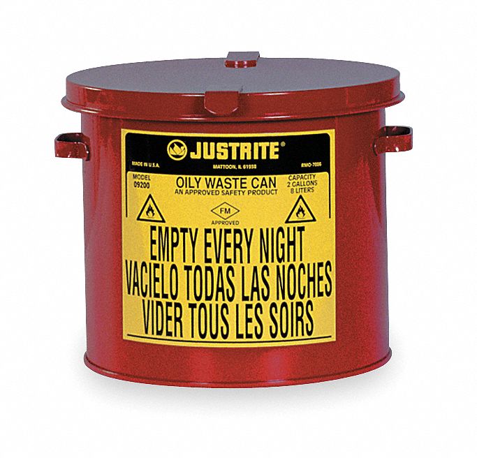 F0097 Countertop Oily Waste Can 2 gal Red