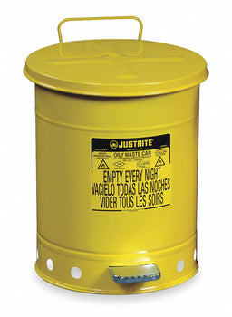 F8423 Oily Waste Can 14 gal Steel Yellow