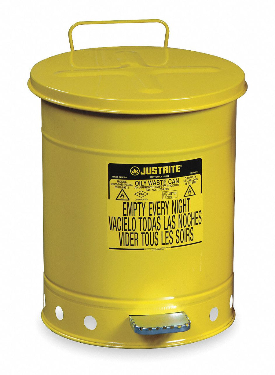 F8423 Oily Waste Can 14 gal Steel Yellow