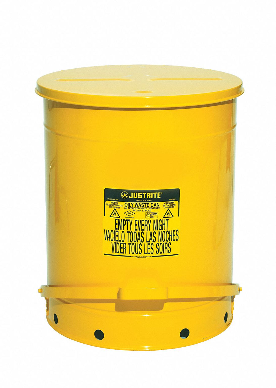 F8461 Oily Waste Can 21 gal Steel Yellow