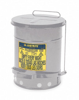 E6820 Oily Waste Can 10 gal Steel Silver
