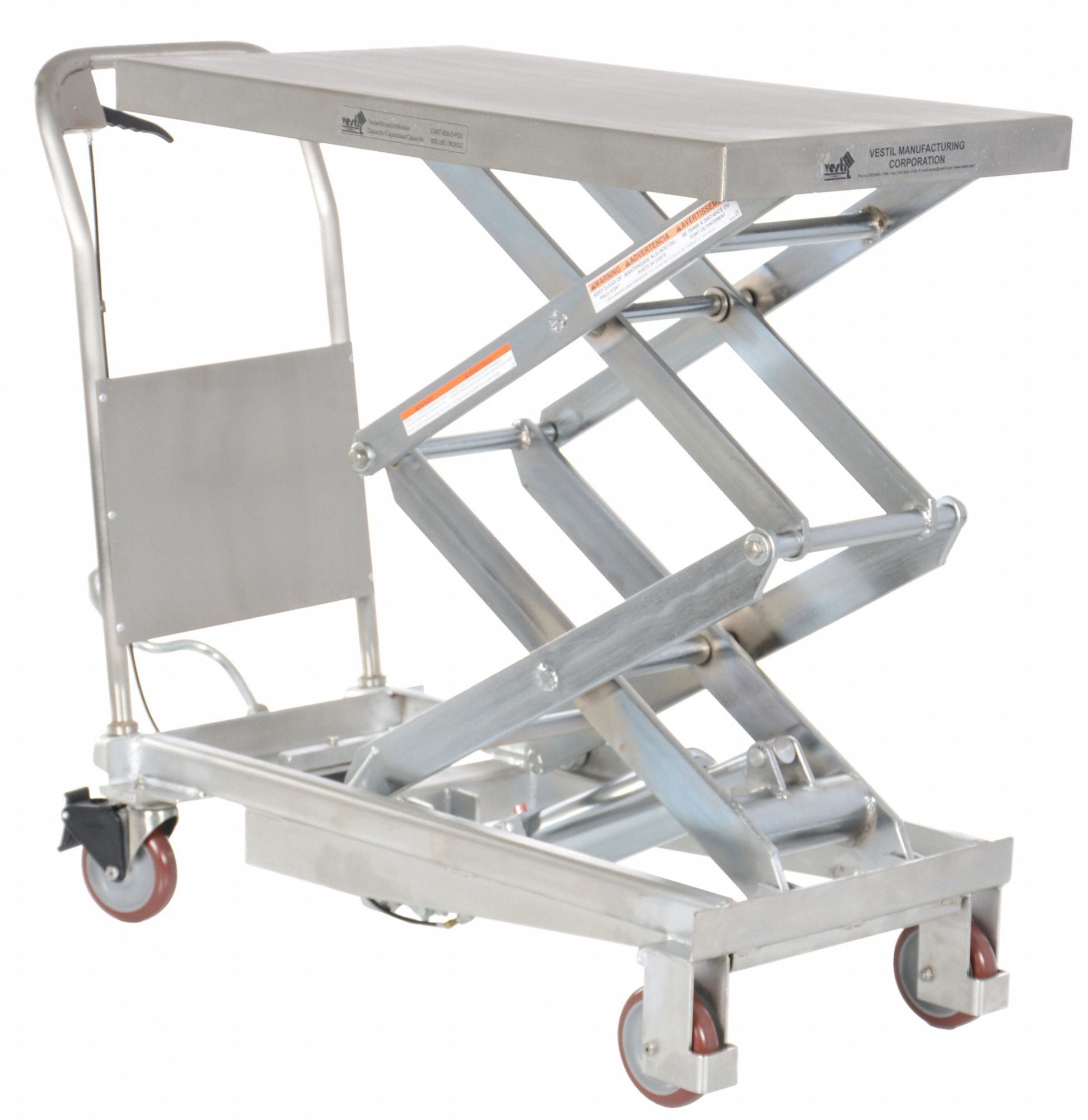 Scissor Lift Cart 800 lb SS Fixed