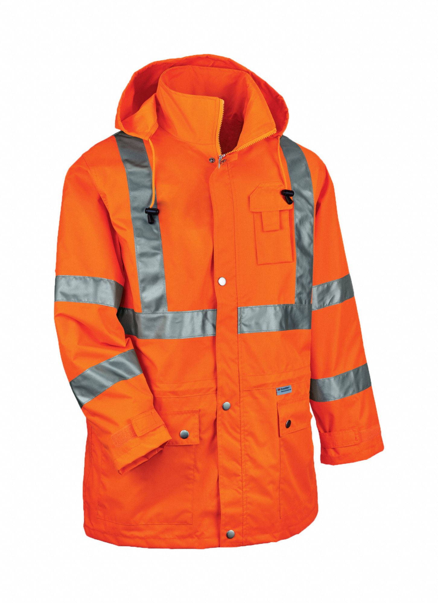 D2323 Rain Jacket w/Hood Hi-Vis Orange 3XL