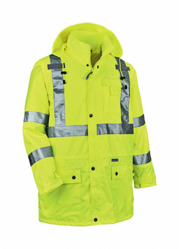 D2323 Rain Jacket w/Hood Hi-Vis Lime S