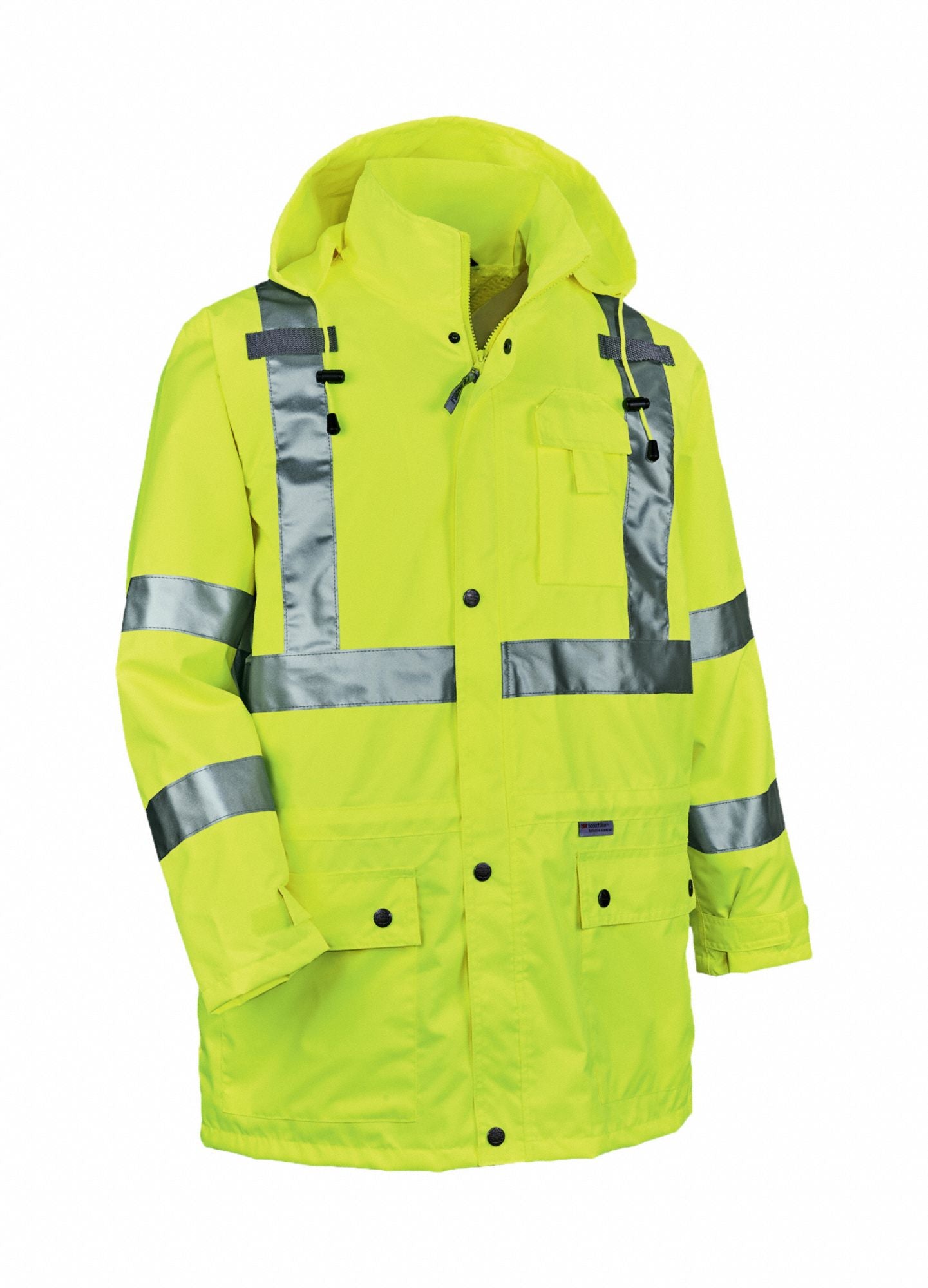 D2323 Rain Jacket w/Hood HiVis Lime 5XL