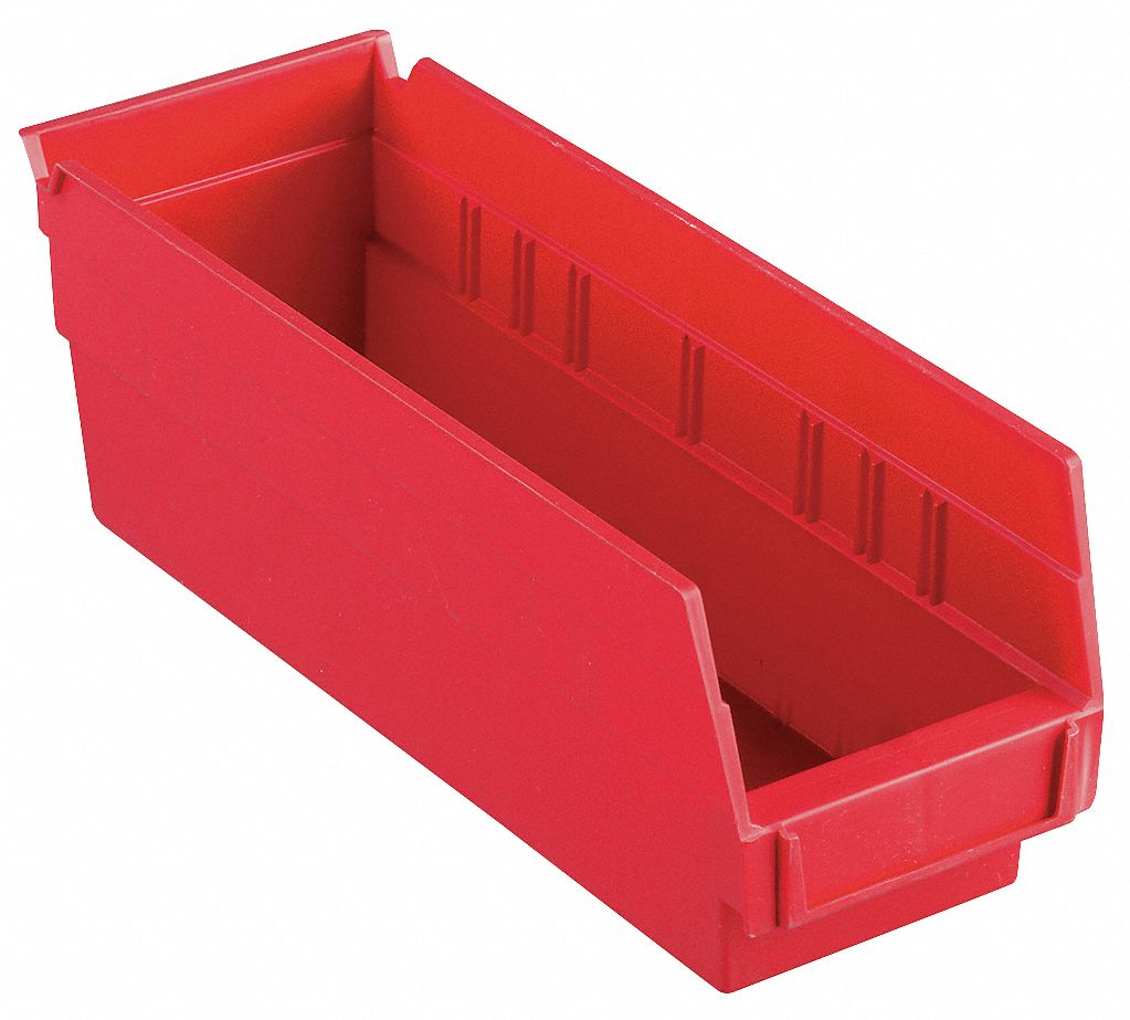 F8466 Shelf Bin Red Indstr Grd Poly 4 in