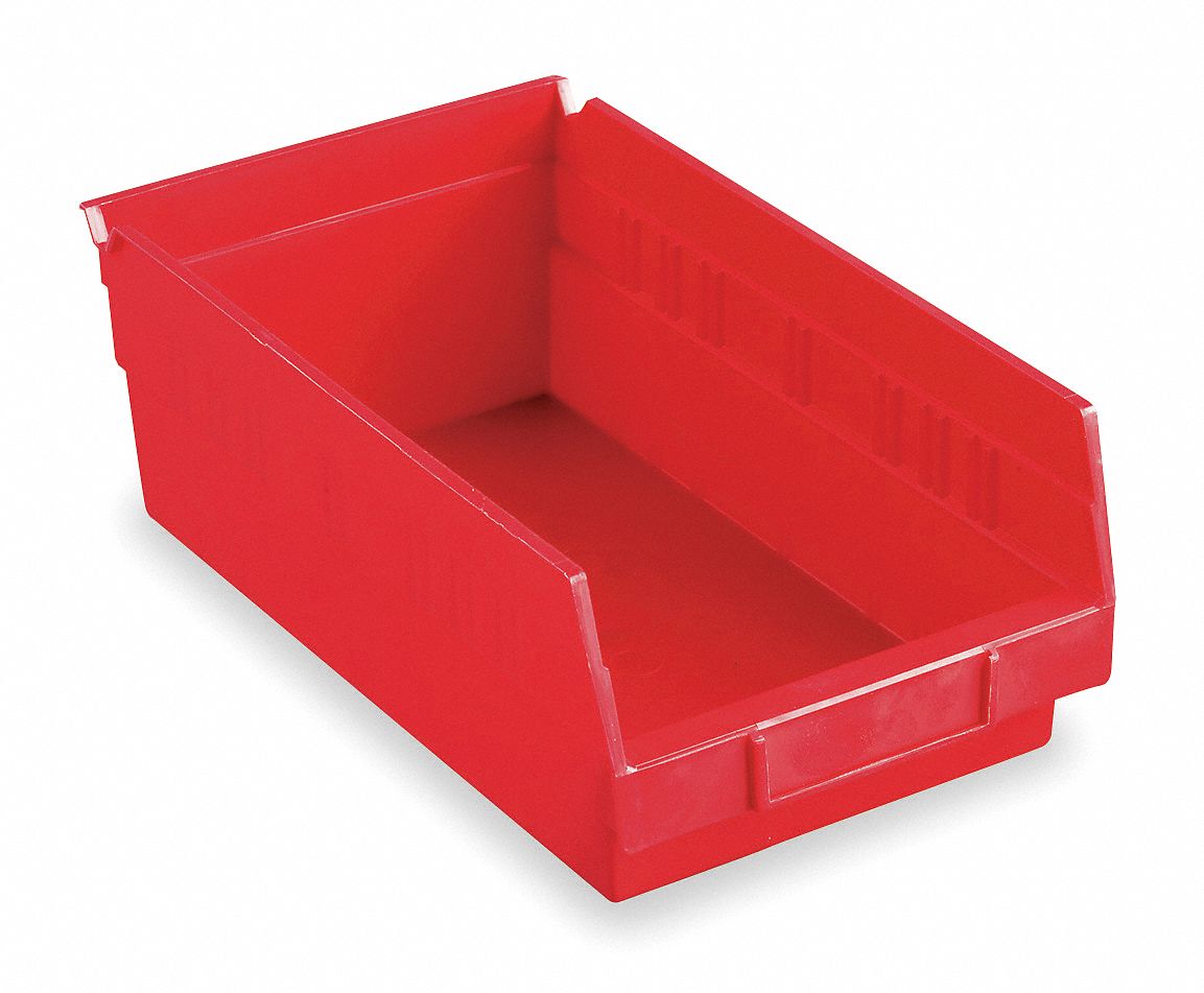 F8877 Shelf Bin Red Indstr Grd Poly 4 in