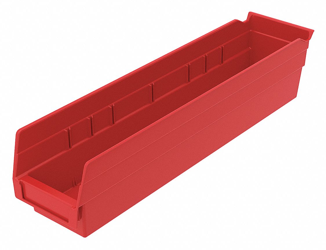 F8462 Shelf Bin Red Indstr Grd Poly 4 in
