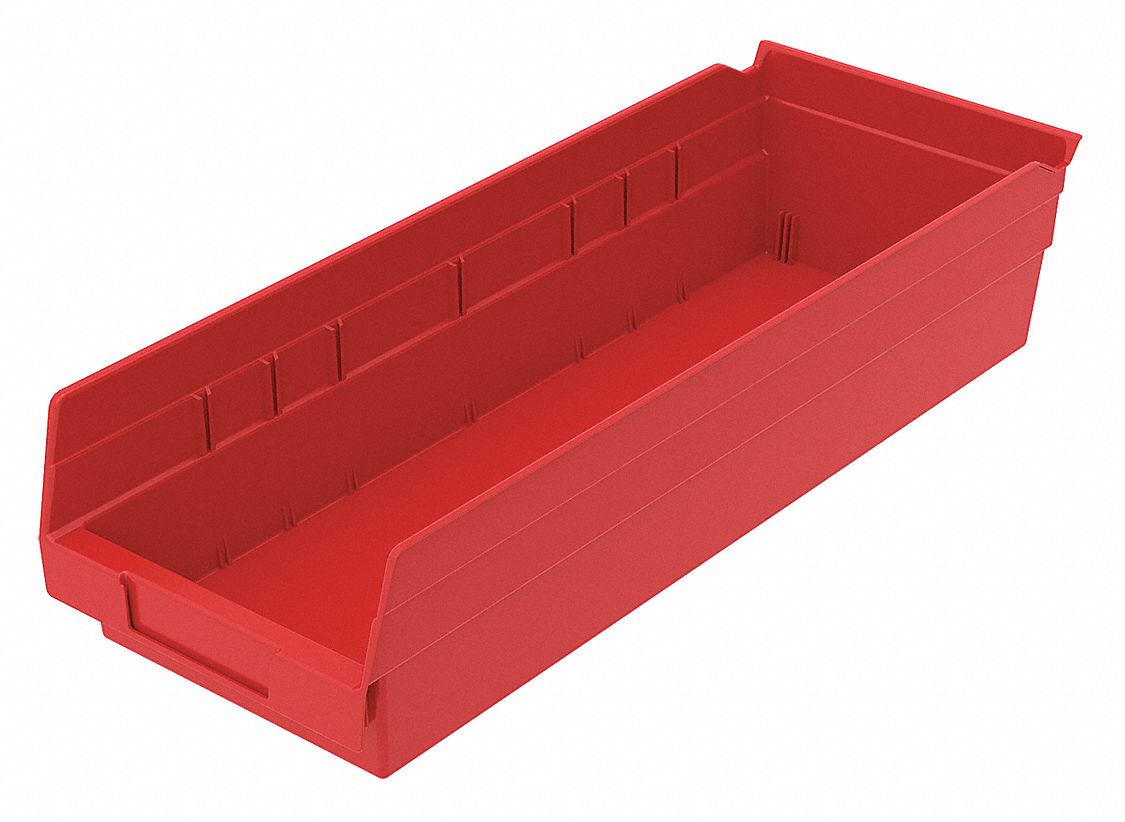 Shelf Bin Red Indstr Grd Poly 4 in