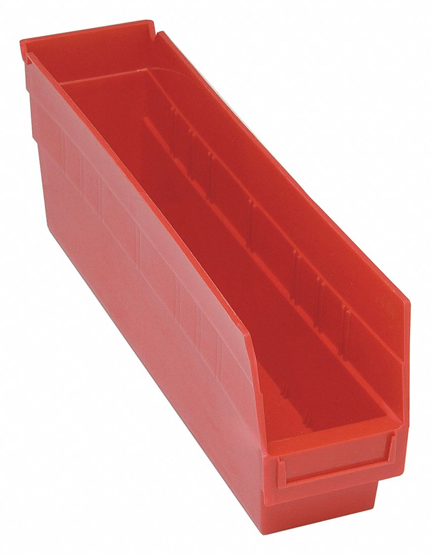 E5732 Shelf Bin Red Polypropylene 6 in