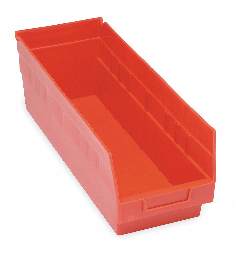E5733 Shelf Bin Red Polypropylene 6 in