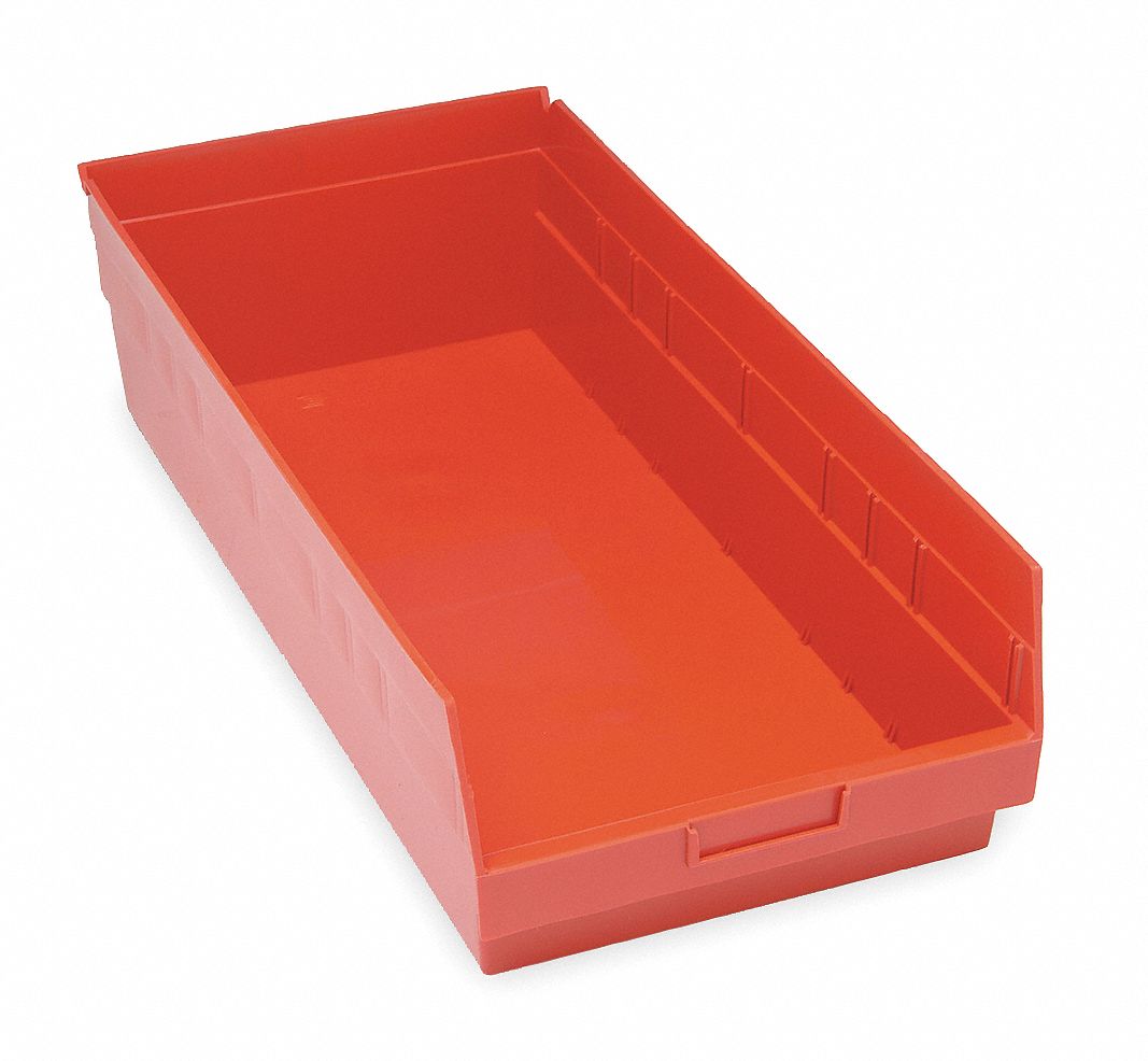 E5738 Shelf Bin Red Polypropylene 6 in