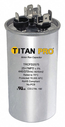 Dual Run Capacitor 25/75 MFD 4 1/4 H