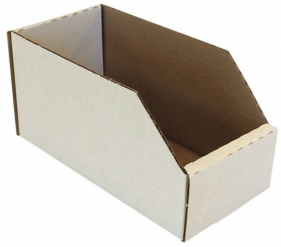 Corr Shelf Bin White Cardboard 4 1/2 in