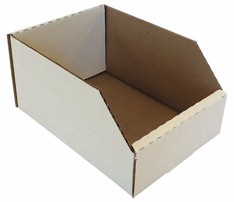 Corr Shelf Bin White Cardboard 4 1/2 in