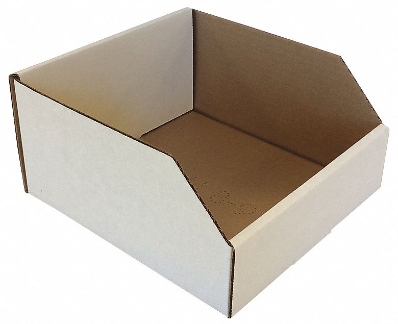 Corr Shelf Bin White Cardboard 4 1/2 in