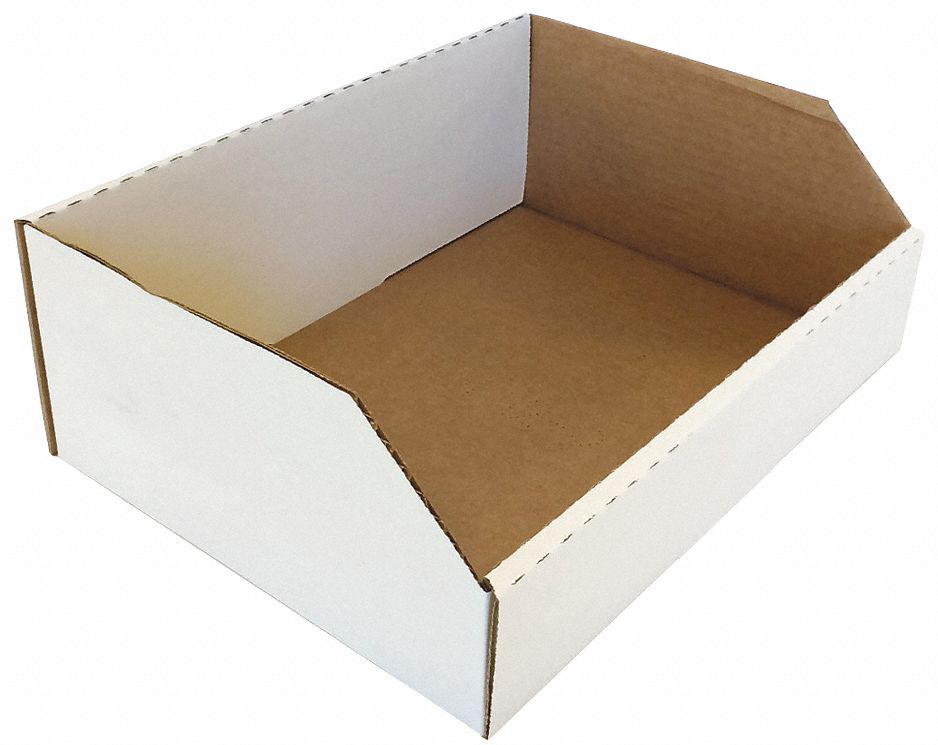 Corr Shelf Bin White Cardboard 4 1/2 in