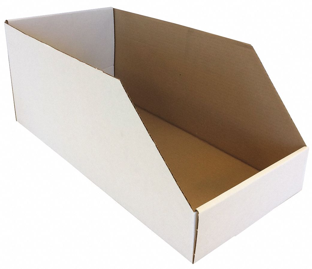 Corr Shelf Bin White Cardboard 10 in