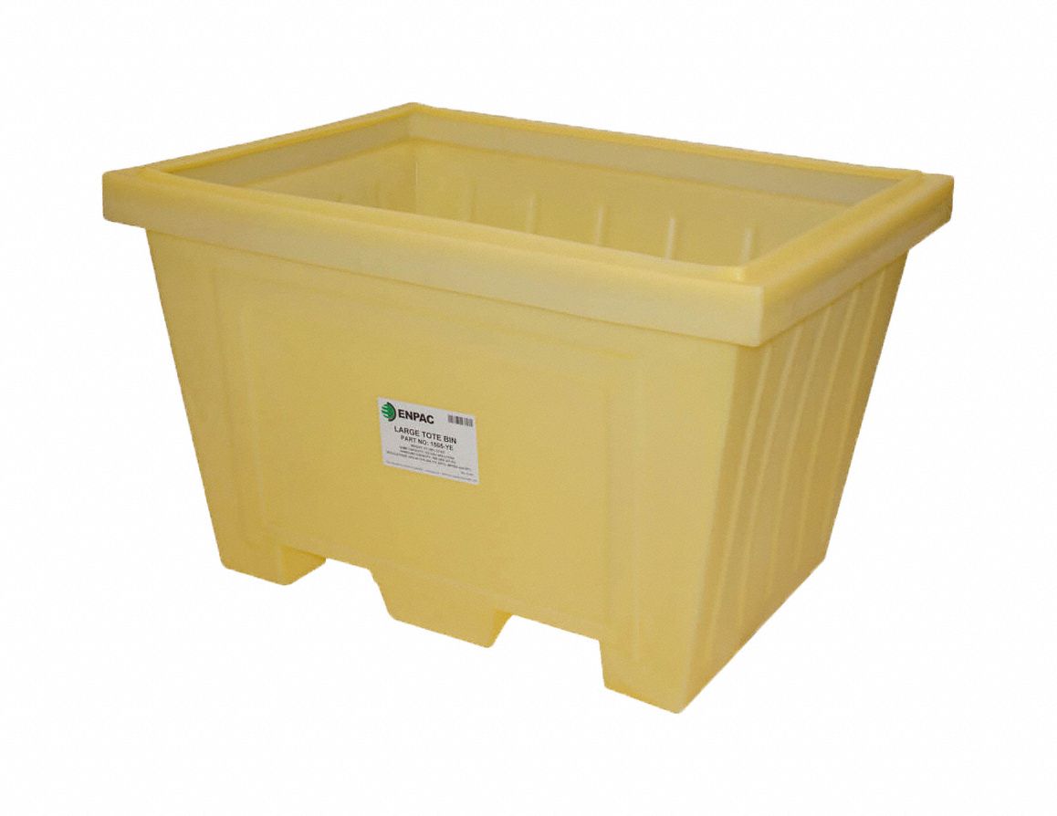 Storage Tote Yellow Solid Polyethylene