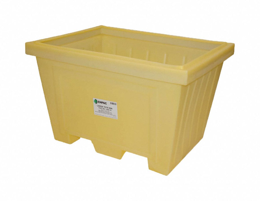 Storage Tote Yellow Solid Polyethylene